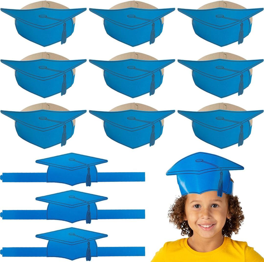 Fun Express Blue Graduation Cap Crowns 12 Pieces (Blue, M)