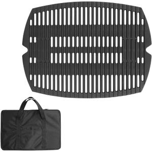 7583 Full Cooking Grid Grates with Carry Bag for Weber Q200, Q220, Q2000, Q2400 Q2000N Q2200N Q2600N+ Q2800N+ Gas Grills, 396000 396001 566001 566002 566014, BBQ Accessories for Char Q, Cast Iron