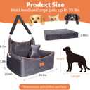 Dog Car Seat for Medium Dogs or 2 Small Dogs, Memory Foam Booster with Bonus Pillow & Removable Washable Cover, 2 Safety Leashes, Anti-Slip Base - Supports 50lbs (Grey)