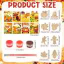 Funrous 24 Set Thanksgiving Crafts for Kids, Fall Unfinished DIY Crafts Keychain Thanksgiving Wood Cutouts Ornaments Painting Kit with Maple Pumpkins Cards for Boys Girls Autumn Harvest Activity Gifts