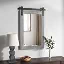 COGOOD Farmhouse Barn Door Mirror - 30 X 21 Rustic Wood Framed Wall Mirror for Bathroom, Living Room, Entryway Wall Decor (Grey)