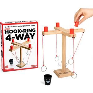Buzzed 4-Way Hook & Ring Drinking Game For Adults, Fun Adult Party Games or Social Drinking Games, Includes 1 Unit, 4 Pawns, 1 Cup, Perfect Stocking Stuffer For Adults or White Elephant Gifts