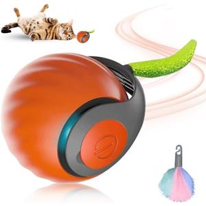 2 Pack Speedy Tail 2.0 Interactive Cat Toy, 2025 Smart Rolling Ball for Pets, Automatic Motion Plaything for Cats and Dogs, Self-Moving Orange Pet Play Ball.