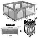Foldable Baby Playpen with Gate, Extra Large Collapsible Play Yard for Babies & Toddlers, Portable Travel Play Pen with Fence, Safe Activity Center for Indoor & Outdoor Use (59"71" Grey)