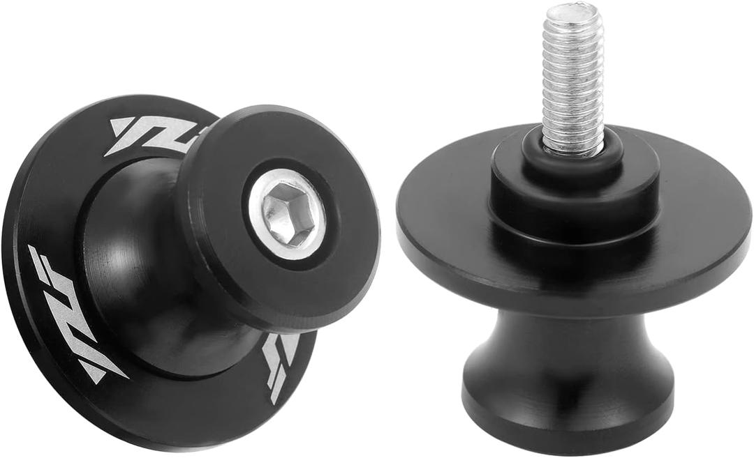 2Pcs Motorcycle Swing Arm Spools for Yamaha YZF R1 R3 R6 R6S R25 R15 R125 600R Aluminum (Black)
