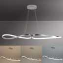 Modern led Chandelier,Modern Pendant Lights Kitchen Island,Dimmable Kitchen Chandeliers Over Table,Modern Chandeliers for Dining Room,L39.3in Dining Room Light with Remote(Chrome 28W) (Chrome plating 28W)