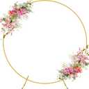 Wokceer Wedding Arch Round Backdrop Stand 6FT Circle Balloon Arch Frame, Gold Circle Backdrop Stand Metal for Wedding Birthday Party Bridal Shower Anniversary Ceremony Decoration