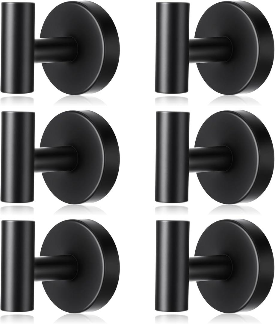 Shimeyao 6 Pack Suction Cup Hooks for Shower 15lbs Heavy Duty Stainless Steel Towel Hooks No Drill Waterproof Rustproof Hanger for Bathroom Kitchen Wall Loofah Robes (Hanging Hook,Matte Black)