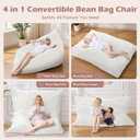 Bean Bag Chair, Giant Bean Bag Chair, 4 in 1 Convertible Beanbag Chairs for Adults with Removable Cover, Memory Foam Floor Cushions, Living Room, Bedroom, Beige