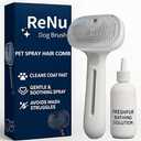 Renu Dog Brush, Renu FreshFur Dog Shower Brush + Bathing Solution, 3 in 1 Self Cleaning Steamy Pet Brushes, Dogs Grooming Tool for Long & Short Hair, Removes Loose Hair Reduces Shedding (White)