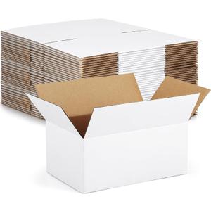 Eupako 9x6x4-Small-Shipping-Boxes-30-Pack-White-Corrugated-Box-Mailers, Cardboard Boxes for Packaging Small Business, Mailing
