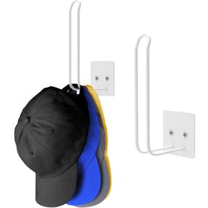 2 Pack Hat Racks for Baseball Caps, Hat Organizer for Baseball Cap, Hat Holder Hat Storage for Baseball Caps, Hat Hanger Strong Adhesive/Wall Drilled for Door,Bedroom,Closet(White)