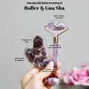 ROSELYNBOUTIQUE Gua Sha Facial Tools & Face Roller Original Face Massager for Puffiness Wrinkless Skin Care Routine - Self Care Gift for Men Women (Amethyst)