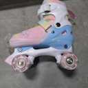 Kids Roller Skates, 4 Size Adjustable Quad Skates with All Light Up Wheels, 10C to 8 Rollerskates for Toddlers, Beginners, Boys, Girls, Outdoor, Indoor, Pink, Medium
