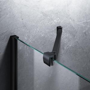 Frameless Shower Door Support Bar, Stainless Steel Wall-to-Glass Support Arm to Fixed Shower Glass Panel, for 1/4"-3/8" (6-10 mm) Door, 180 Pivot & Stow-Flat Mode (Matte Black, 15.8-inch(400mm))