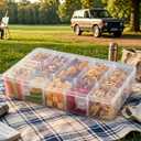 Hlotmeky Plastic Organizer Box with Dividers Bead Organizer 15 Large Grids Tackle box Organizer Clear Snackle Box Container