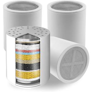 Voolan 4 Pack Replacement Shower Filter Cartridge - 20 Stage Hard Water Shower Filter For Remove Chlorine And Heavy Metals, Water Softening - Reduces Dry Itchy Skin