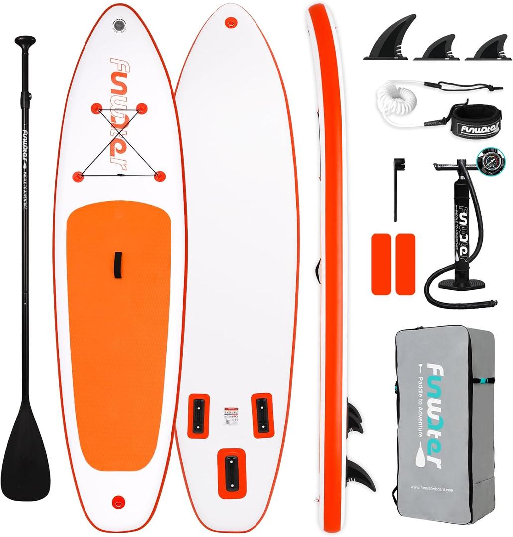 FunWater Inflatable Ultra-Light Stand Up Paddle Board for All Skill Levels with Premium SUP Paddleboard Accessories,Non-Slip Comfort Deck for Youth & Adults (Sunset Orange)