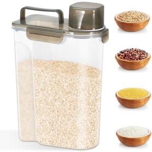 5-7 Lbs Dog Cat Food Storage Container, Portable Travel Pet Food Storage Container with Measuring Cup, Easy-Pouring Bird Seed Dispenser, Airtight Kitchen Food Holder for Rice Cereal Oatmeal Flour