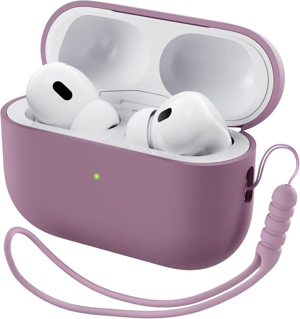 ORNARTO Compatible with AirPods Pro 2 Case 2022, Full Protective Hybrid Silicone for AirPods Pro 2nd Generation Case, Front LED Visible Skin Cover-Lilac Purple