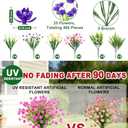 TURNMEON 20 Bundles Artificial Flowers for Outdoors, Summer Spring Grass Camellia Fake Flowers Fern Plants Eucalyptus, UV Resistant No Fade Faux Greenery for Gardens Cemetery Decor(Mixed 6 Styles 2)