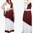 Haysandy 5 Pcs Greek Costume Womens Toga Costume Roman Women Adult with Roman Leaf Wreath Set for Halloween carnival Party, Size M