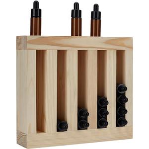 FINGERINSPIRE Wooden Essential Oils Storage Rack 5 Slots Oil Bottle Display Holder PapayaWhip Color Rectangle Wood Holder Tabletop Display Stand for Perfume Storage
