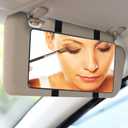 Car Sun Visor Mirror, Cosmetic Makeup Mirrors with Straps, HD Cars Interior Cosmetic Mirror, Car Accessories for Women Universal Sun Visor Mirrors for Trucks, Cars, SUVs (Black) (1 PC Black)
