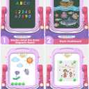 YOHOOLYO Kids Easel Standing Art Easel for Kids, Double Sided Children Pink Purple Easel Magnetic Chalkboard Whiteboard Dry Eraser Board Great Gift for Girls