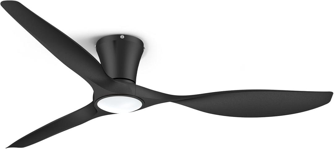 ocioc 52 Inch Black Ceiling Fans with Lights and Remote | Ultra Quiet,Reversible,Dimmable Light,Cool Comfort,6-Speed,Timers,Beep-Off,Easy to Install,Energy saving,Indoor/Covered Patio