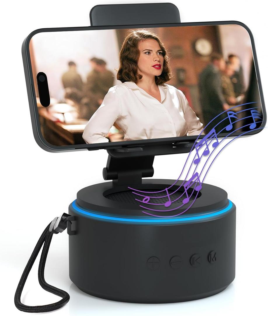 Wireless Bluetooth Speaker with Phone Stand - Portable Indoor/Outdoor & Desk Use, Compatible with iPhone/iPad/Samsung Galaxy - Anniversary Birthday Gifts for Men Women Dad Husband Fathers Day (A2 - Black)