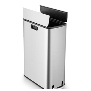 12 Gal Stainless Steel Trash Can with Soft-Closing Wing Lids