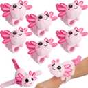 Deekin 9 Inch Axolotl Stuffed Slap Bracelets Bulk Pink Plush Wrist Snap Band Cute Soft Stuffed Animals Jungle Themed Bracelets for Birthday Christmas Item Pet Adoption Party Favors