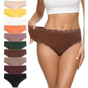 Eiggam Women's Cotton Bikini Panties,High-Cut Full Coverage Stretch Cool Underwear for Women (XL)