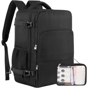 Travel Backpack for Men Women, Personal Item Travel Bag with Multi-Pockets, Airline Approved Carry on Backpack Fits 16inch Laptop, Waterproof Casual Backpack for College,Travel, Work (Large, Black)