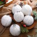 6 Pcs 2.75 Inch Crochet Christmas Ornaments Balls Christmas Knitted Ornaments Neutral Hanging Decoration Handmade Crochet Decoration for Xmas Tree Rustic Neutral Xmas Decor(White)