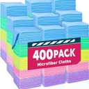 Microfiber Towels Bulk-400 Pack, Cleaning Cloths, Microfiber Towels for Cars, Cleaning Rags 5 Colors Assorted (12x12 inches)