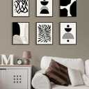 Drsoum Abstract Boho Wall Art Minimalist Geometric Framed Boho Room Decor Black Line Art Mid Century Modern Prints Bohemian Living Room Bedroom Ready to Hang 11x14inx6pcs (Black Framed)