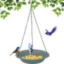 Hanging Bird Feeder, Hanging Bird Feeder Tray 10 inch for Attracting Birds, Birdfeeder Hanging for Garden Yard Outside, Gray