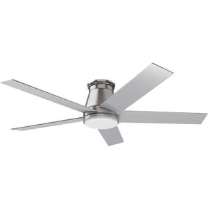 wurzee 52" Flush Mount Ceiling Fan Brushed Nickel Ceiling Fan 6 Speeds DC Reversible Motor, Timing, Dimmable, 5 Blades for Bedroom,Living, Dining Indoor Patio Porch Garage Shop, White 