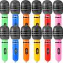 12pcs Inflatable Microphone Party Favors, 8.66x1.97in 6 Color Aluminum Film Blow Up Fake Microphone Props Bulk for Kids Karaoke Concert Themed DJ-Props Toy Photo Booth Decoration Musical Supplies