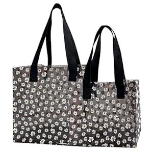 ONEART Daisy Flower PVC Tote Bag, Small Clear PVC Handbag for Beach Vacation Shopping, Waterproof Purse Bag, Black