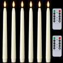 Homemory 11 inches Waxy Flameless Taper Candles with Remote Timer Dimmer, 6 Pcs Battery Operated Taper Candles with Flickering Flame, Ivory LED Candlesticks for Wedding, Christmas Indoor Decoration