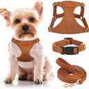 No Pull Dog Harness- Lightweight, Soft, Adjustable Small Harness Collar and Leash Set, Suitable for Cats Puppy Small-Sized Dog Outdoor Training and Running (Brown, XXS)