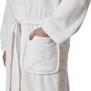 Lacoste Classic Pique Bath Robe, 100% Soft Cotton Terry, Unisex Adult Bathrobe, Absorbent & Quick Drying, One Size Fits Most (White)