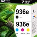 936e Ink Cartridges Compatible Replacement for HP 936 XL 936XL Combo Fit for OfficeJet 9122e Pro 9120 9120e 9125 9110b 9120b 9130b Wide Format 9730e 9730 Printer with V26.2.1 Chips ( CYMK, 4 Packs )