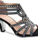 Olivia K Women's Open Toe Strappy Rhinestone Dress Sandal Low Heel Wedding Shoes White Glitter (8)