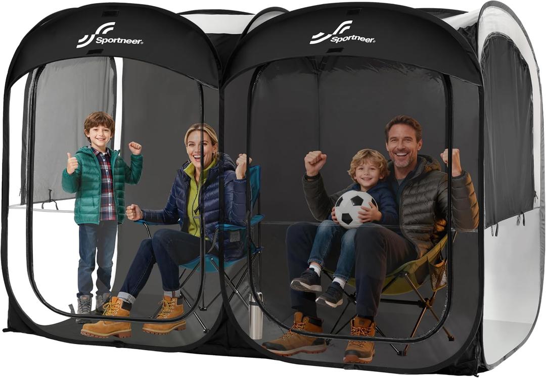 Sportneer Sports Tent, 2-4 Person Instant Pop Up Sports Tents - 92" x 46" x 63.5" Transparent Sport Shelter for Fishing, Camping, Sports Event - Easy Set Up & Tear Down
