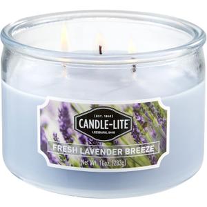 Candle-lite Scented Candles, Fresh Lavender Breeze Fragrance, One 10 oz. Three Wick Aromatherapy Candle with 20-40 Hours of Burn Time, Light Purple Color, Pack of 4 