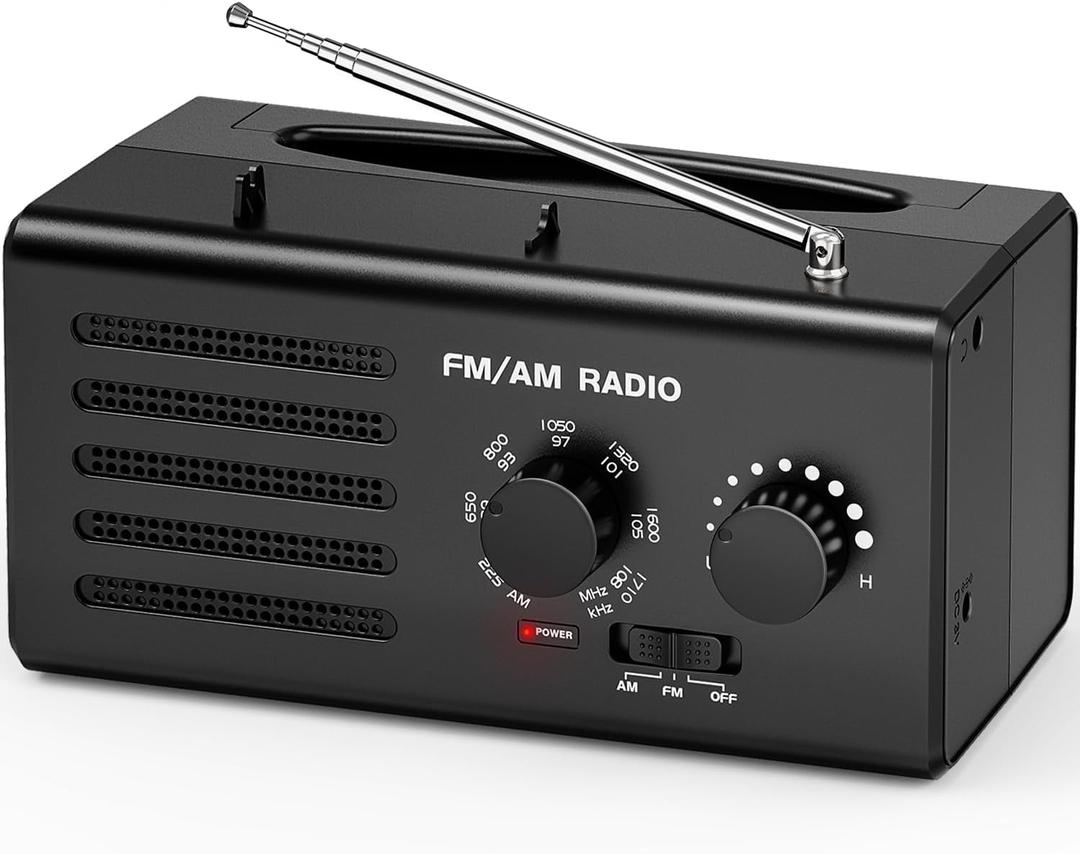 AM FM Radio Portable,Goodes Transistor Radio Plug in Wall Battery Powered with Best Reception, Loud Speaker, Excellent Sound, Small Radios for Home Outdoor Office Desk Use/Decor, Gift for Elders (Black)